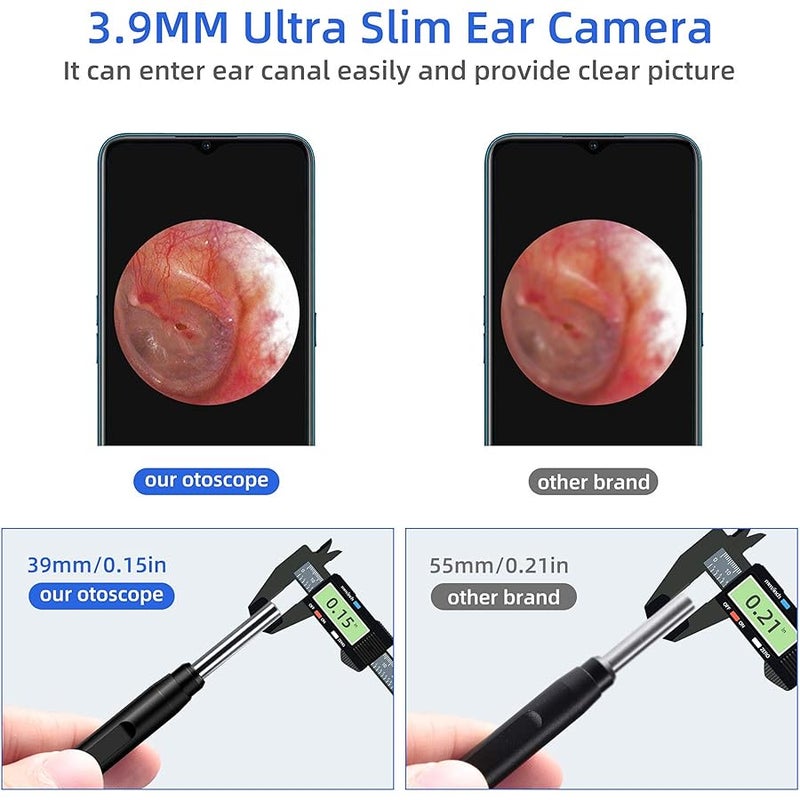 Jiusion 3.9mm Ultra-Thin Portable USB Digital Otoscope Camera with Carrying Case, HD 720P 6 LED Visual Ear Scope with 3 Hats 2 Silicone Caps 8 Earwax Spoons for Android Windows Mac NOT for iPhone iPad - Image 3