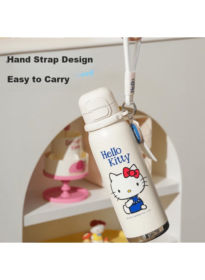 Beddybear Sharp Double Drinking Lid Sports Insulated Bottle Women Straw Water Bottle Large Capacity Student Cup 600ml Denim Kitty - Image 3