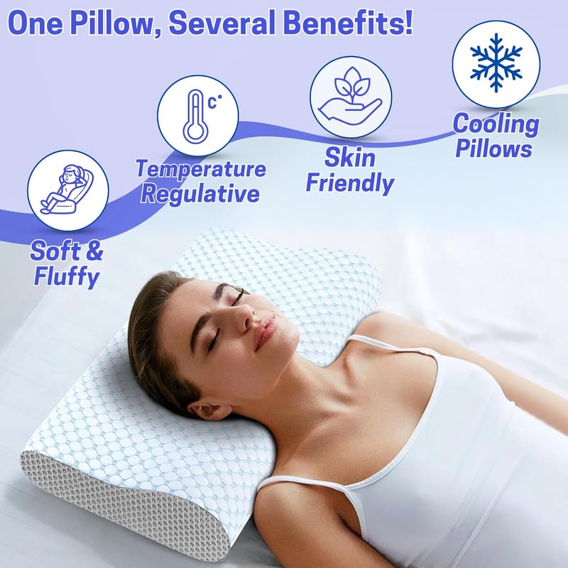 FOAM CRAFT® Orthopedic Cervical Pillow - Memory Foam for Neck & Shoulder Pain Relief, Cooling Ice Silk Fabric, Standard Size (16" X 24") - Image 4