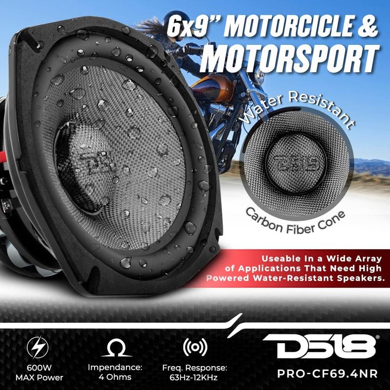 DS18 PRO-CF69.4NR 6 x 9 Inches Water Resistant Loudspeaker - Mid-Bass Carbon Fiber Cone and Neodymium Rings Magnet 500 Watts 4-Ohms - Image 2