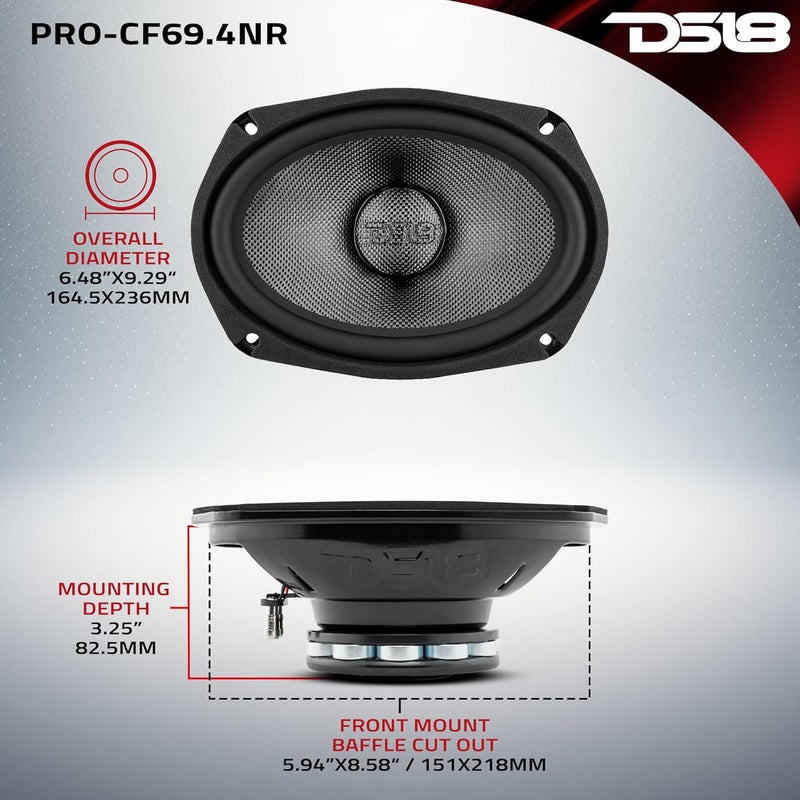 DS18 PRO-CF69.4NR 6 x 9 Inches Water Resistant Loudspeaker - Mid-Bass Carbon Fiber Cone and Neodymium Rings Magnet 500 Watts 4-Ohms - Image 5