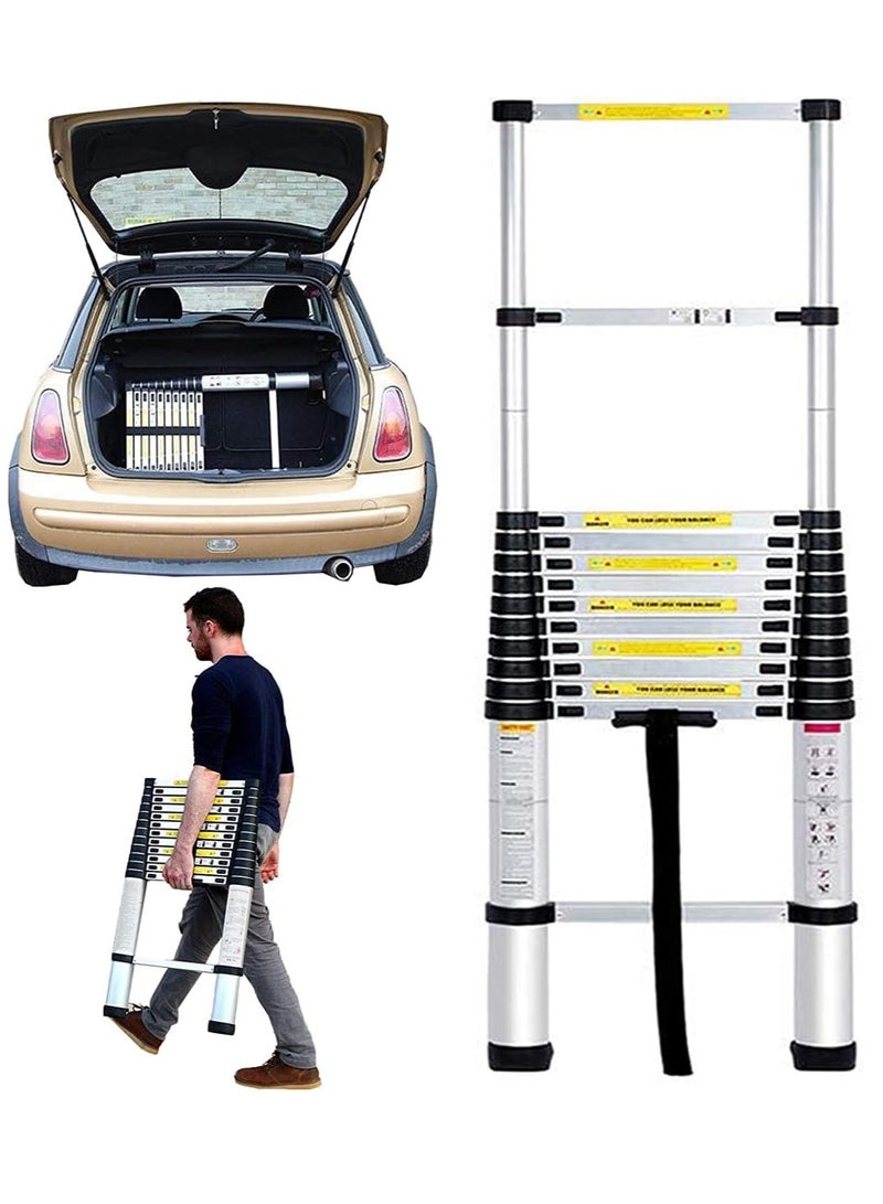 Telescopic Ladder 3.8 m - Aluminium Telescopic Ladder - Extendable Ladder - Non-slip - Easy to Carry - EN131 - Maximum Load 150 kg - Image 1