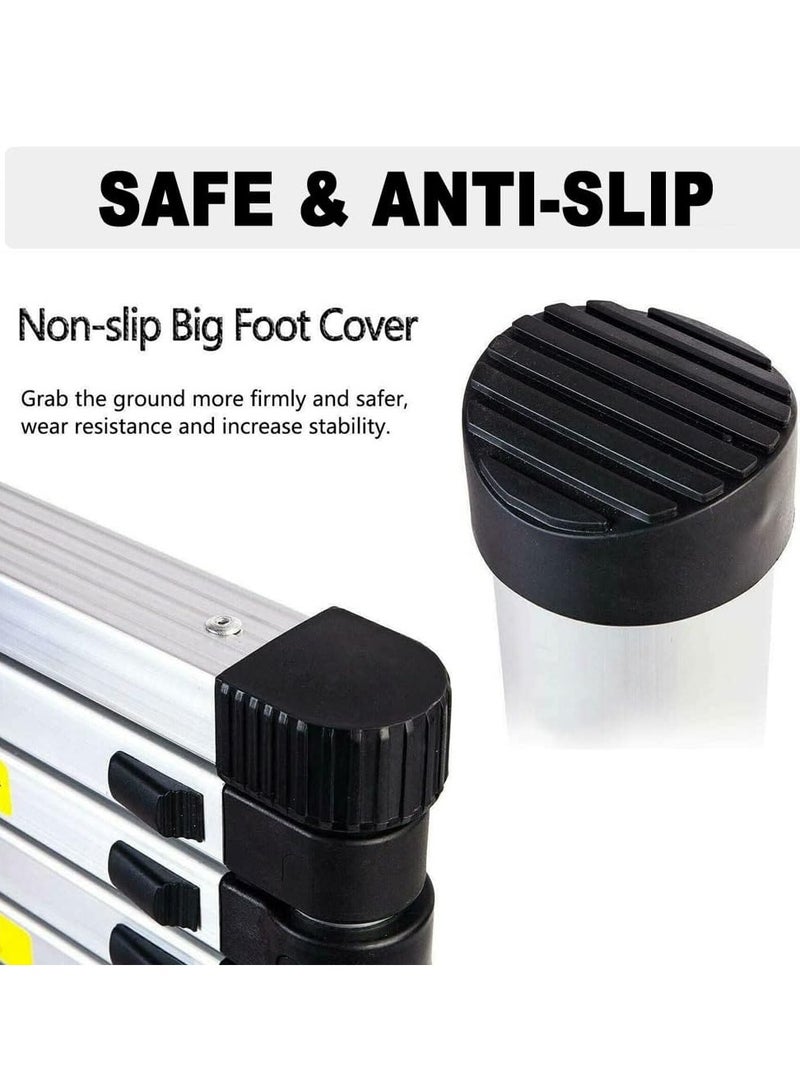 Telescopic Ladder 3.8 m - Aluminium Telescopic Ladder - Extendable Ladder - Non-slip - Easy to Carry - EN131 - Maximum Load 150 kg - Image 4