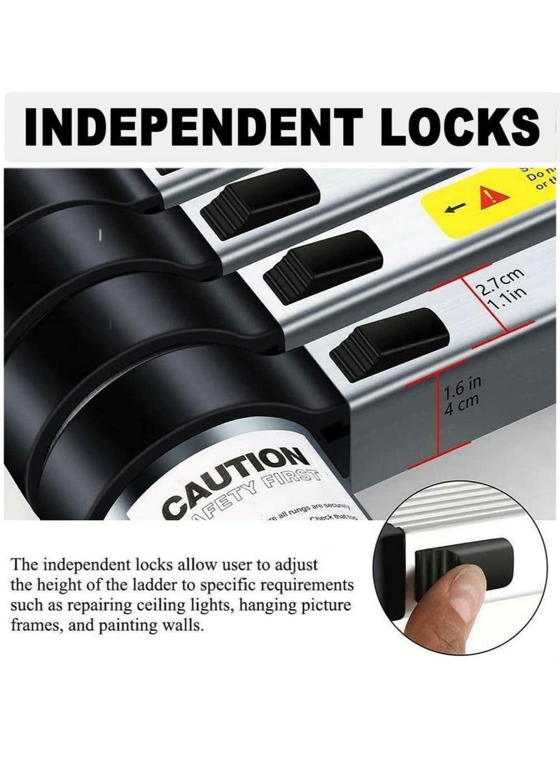 Telescopic Ladder 3.8 m - Aluminium Telescopic Ladder - Extendable Ladder - Non-slip - Easy to Carry - EN131 - Maximum Load 150 kg - Image 5