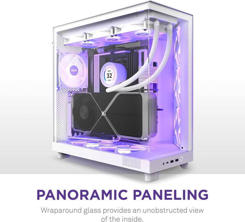 H6 Flow RGB CC-H61FW-R1 Compact Dual-Chamber Mid-Tower Airflow Case Includes 3 x 120mm RGB Fans Panoramic Glass Panels High-Performance Airflow Panels Cable Management White - Image 2