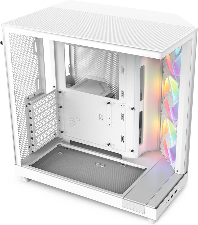 H6 Flow RGB CC-H61FW-R1 Compact Dual-Chamber Mid-Tower Airflow Case Includes 3 x 120mm RGB Fans Panoramic Glass Panels High-Performance Airflow Panels Cable Management White - Image 1