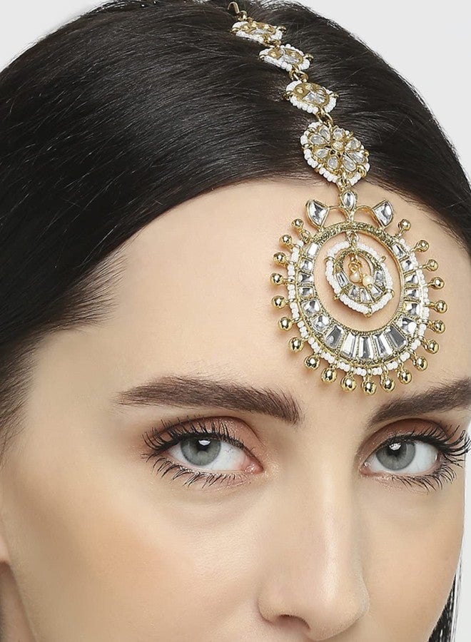OOMPHelicious Jewellery Gold Tone Kundan Jadau Wedding Maangtikka For Women & Girls Stylish Latest (MTDP11_CC2) - Image 5