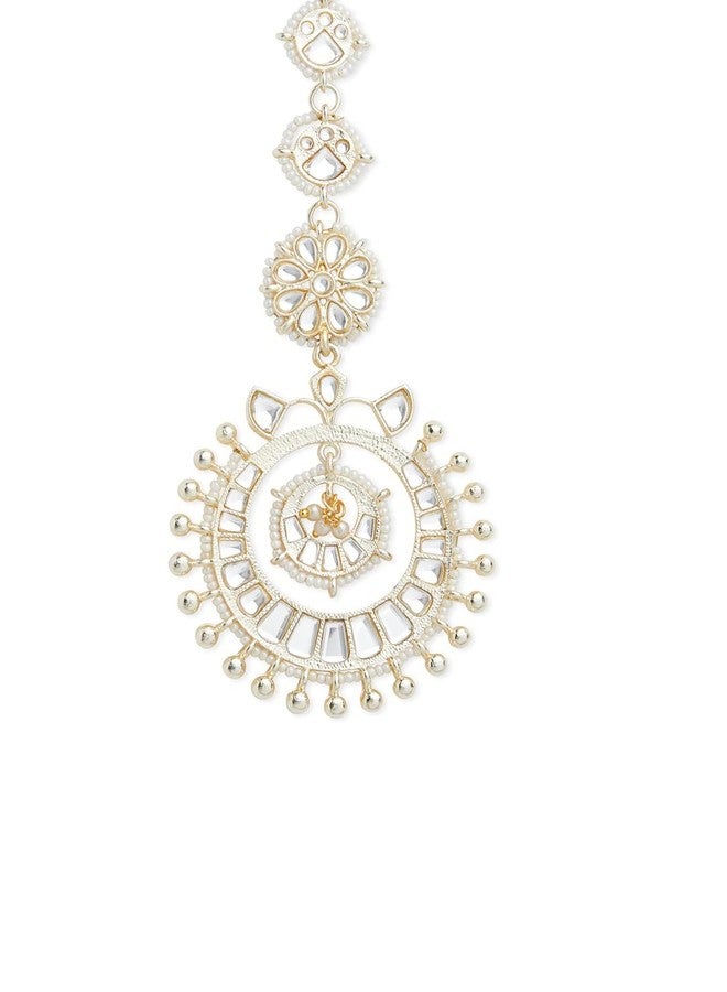 OOMPHelicious Jewellery Gold Tone Kundan Jadau Wedding Maangtikka For Women & Girls Stylish Latest (MTDP11_CC2) - Image 1