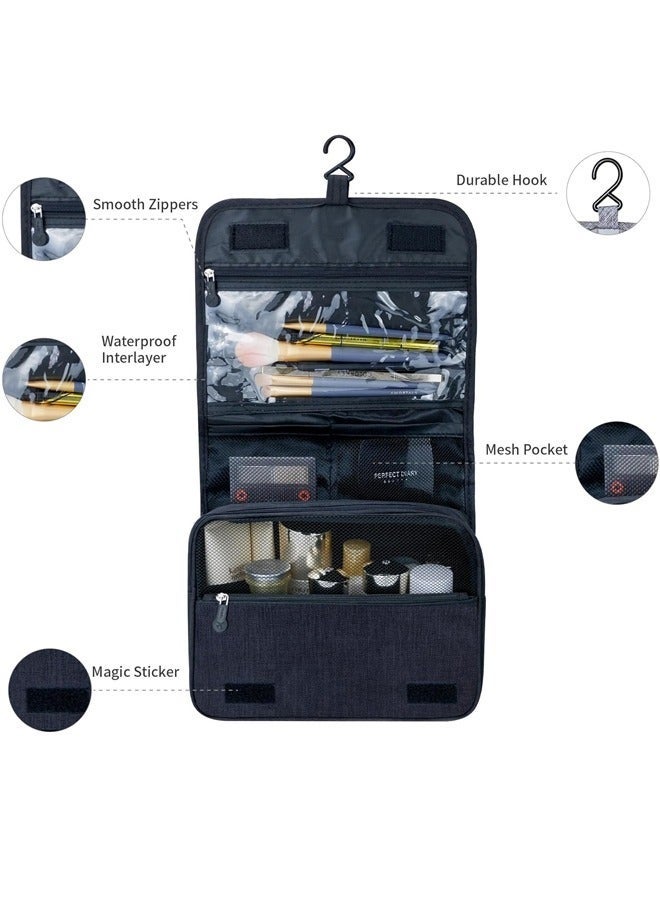 OZERO 2 Pcs Large Capacity Toiletry Bag Travel Bag with Hanging Hook for Men and Women Waterproof Travel Cosmetic Bag Bathroom Storage Bag for Brushes Set, Full-Sized Shampoo, Toiletries, Accessories - Image 2