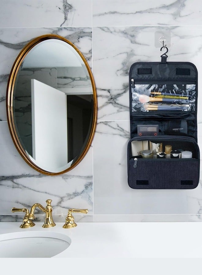 OZERO 2 Pcs Large Capacity Toiletry Bag Travel Bag with Hanging Hook for Men and Women Waterproof Travel Cosmetic Bag Bathroom Storage Bag for Brushes Set, Full-Sized Shampoo, Toiletries, Accessories - Image 5