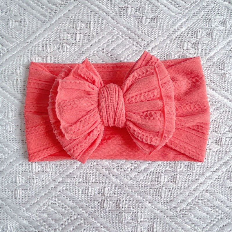Loquat Ins New Baby Hair Accessories European and American Children Nylon Twist Double-Layer Bow Wide-brimmed Hair Strap Baby Hijab 16-1641 watermelon red