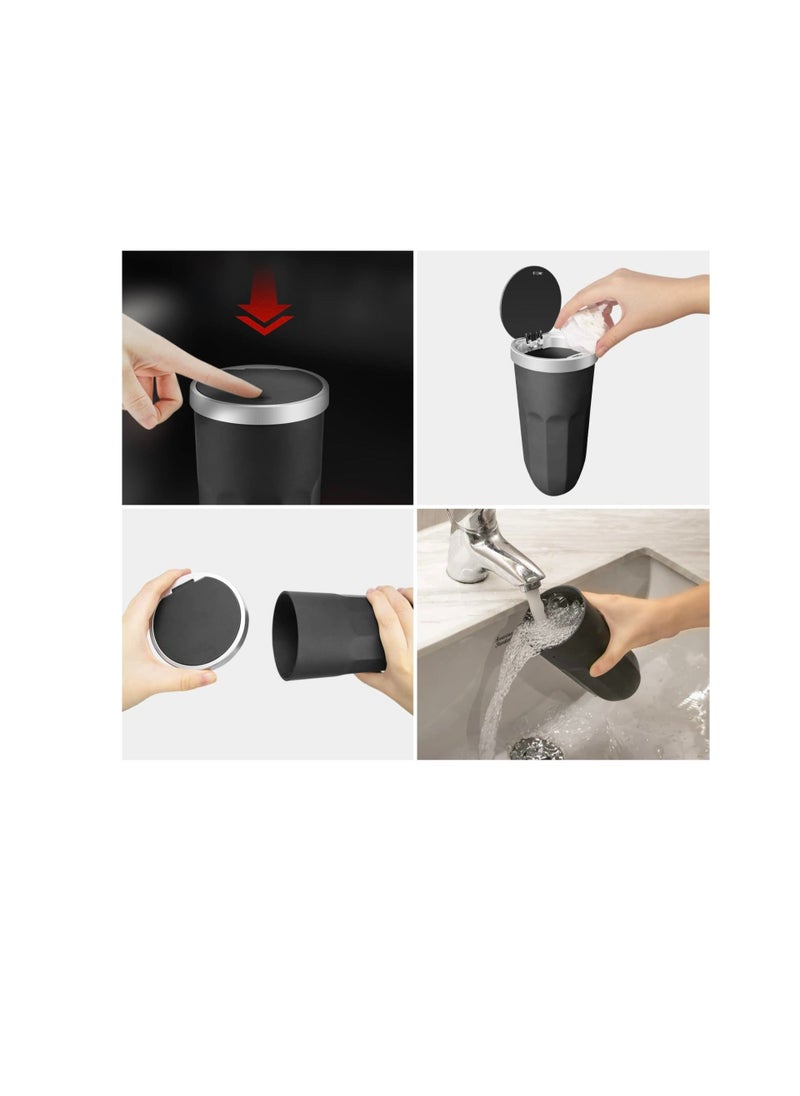 Generic - Car Trash Can with Lid, Vehicle Interior Garbage, Leakproof Vehicle Trash Bin, Van Waste Holder, Used in Car Home Office (Black) - Image 1