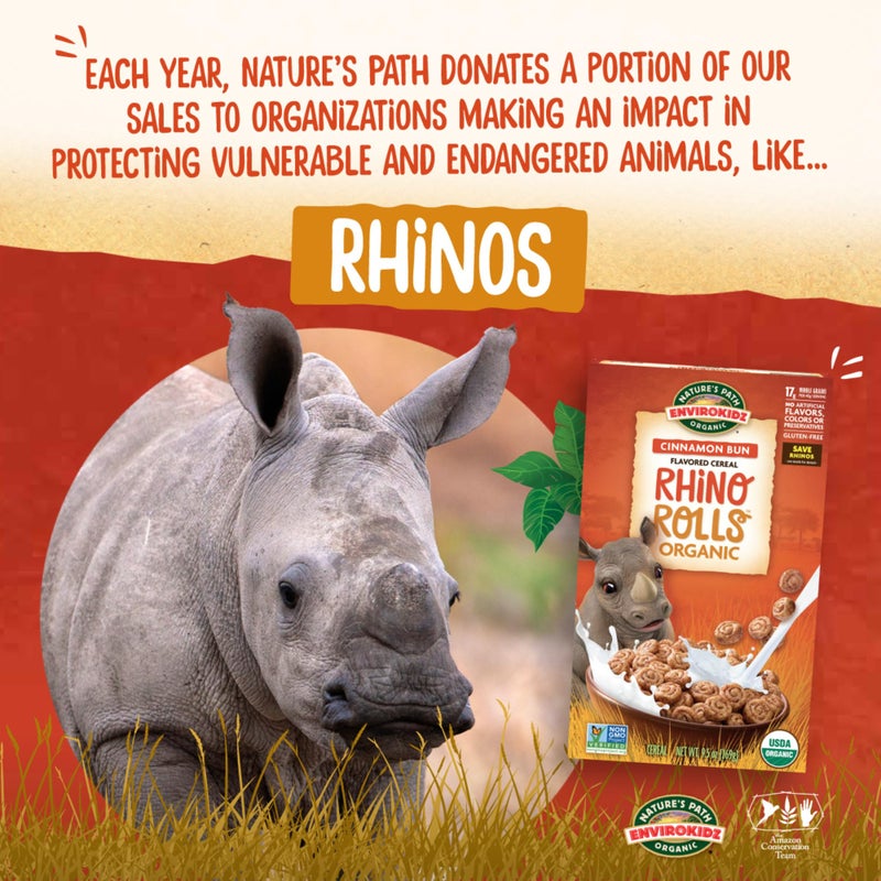EnviroKidz Organic Rhino Rolls Cereal, 9.5 oz (Pack of 1), Cinnamon Bun, Gluten Free, Non-GMO, by Nature's Path - Image 3