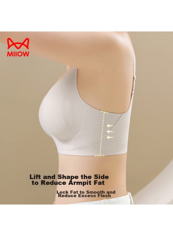MIIOW Miiow Seamless Bra For Women, Push-up Bra For Small Breasts, Lift And Support, Anti-sagging, Wireless, Sexy, Push-up Brassiere, Gray, Xl - Image 4