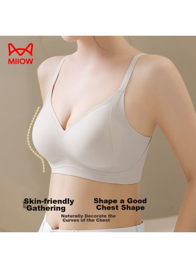 MIIOW Miiow Seamless Bra For Women, Push-up Bra For Small Breasts, Lift And Support, Anti-sagging, Wireless, Sexy, Push-up Brassiere, Gray, Xl - Image 3