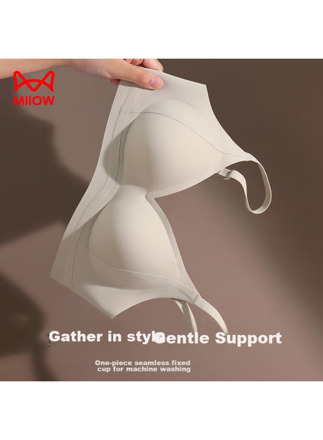 MIIOW Miiow Seamless Bra For Women, Push-up Bra For Small Breasts, Lift And Support, Anti-sagging, Wireless, Sexy, Push-up Brassiere, Gray, Xl - Image 1