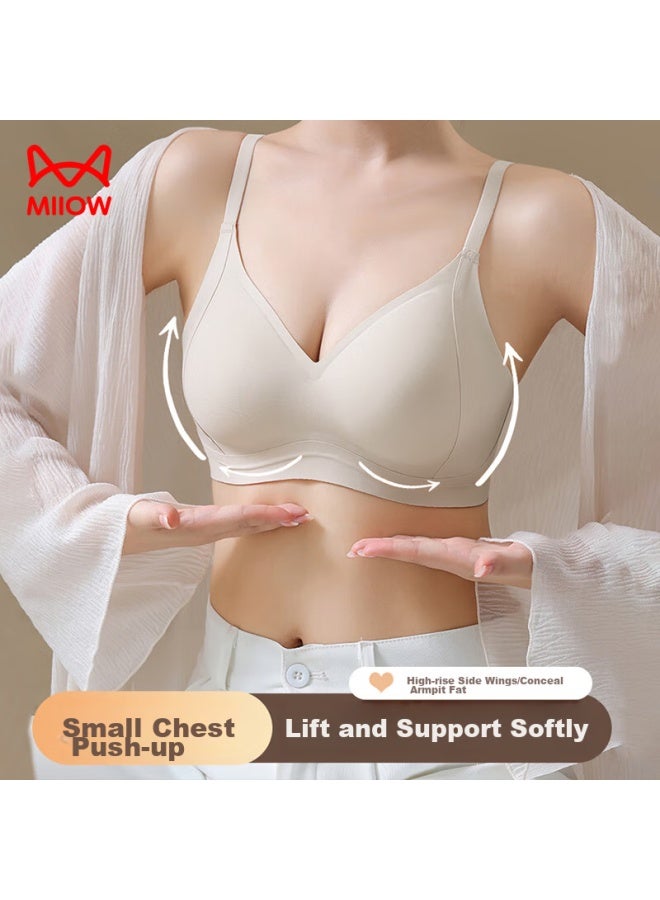 MIIOW Miiow Seamless Bra For Women, Push-up Bra For Small Breasts, Lift And Support, Anti-sagging, Wireless, Sexy, Push-up Brassiere, Gray, Xl - Image 2
