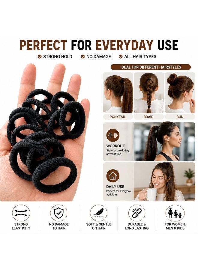Jagravo Black Hair Ties 60 PCS, No Crease Elastic Hair Bands for Ponytail - Image 5