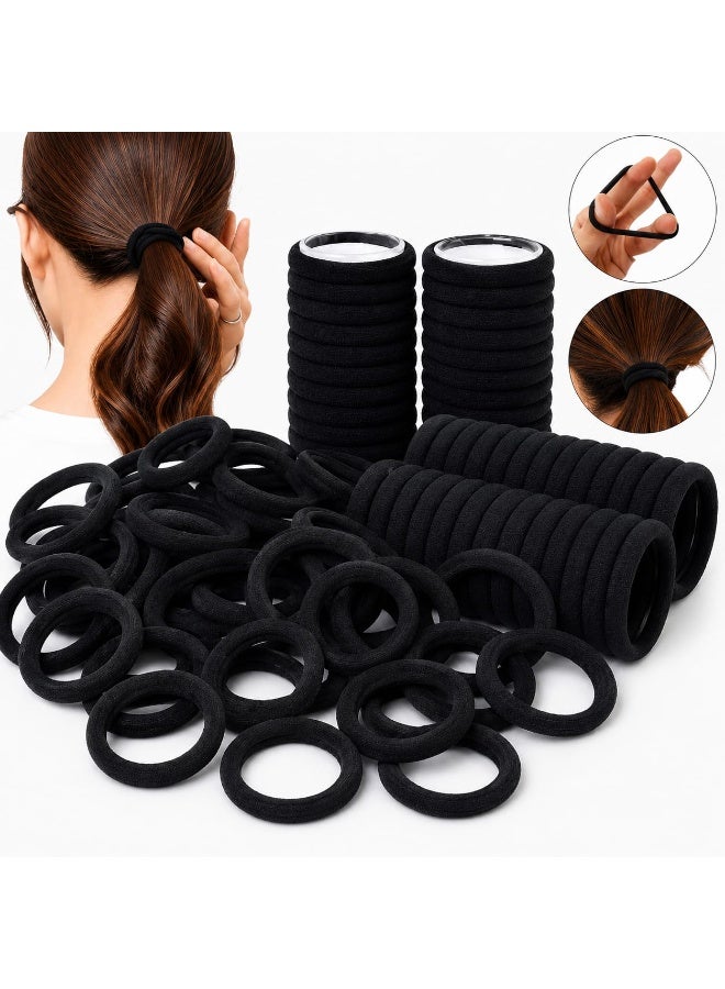 Jagravo 60 Pcs Black Hair Ties, No Crease Elastic Seamless Hair Bands, Not Damage for Thick Hair, Ponytail Holders for Women Girls Kids Men, Headbands, Scrunchies, Hair Elastics - Image 1