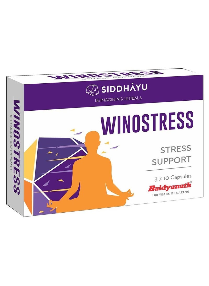 Siddhayu Winostress Capsules For Stress Management, Pack of 30's - Image 1