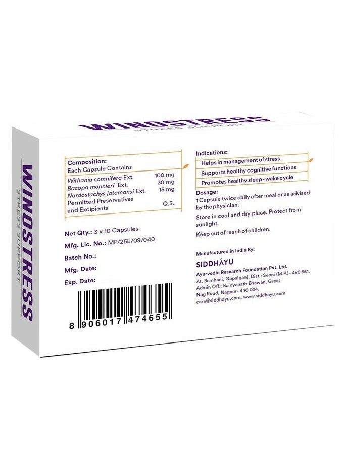 Siddhayu Winostress Capsules For Stress Management, Pack of 30's - Image 2