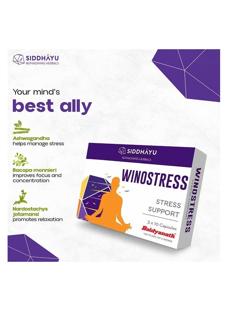 Siddhayu Winostress Capsules For Stress Management, Pack of 30's - Image 5
