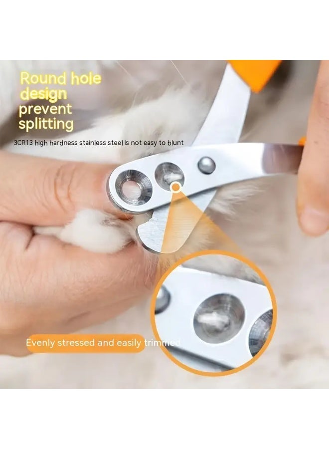 Stainless Steel Pet Nail Clippers for Cats - Dual Hole Grooming Scissors, Battery-Free, Essential Cat Care Tool - Image 1