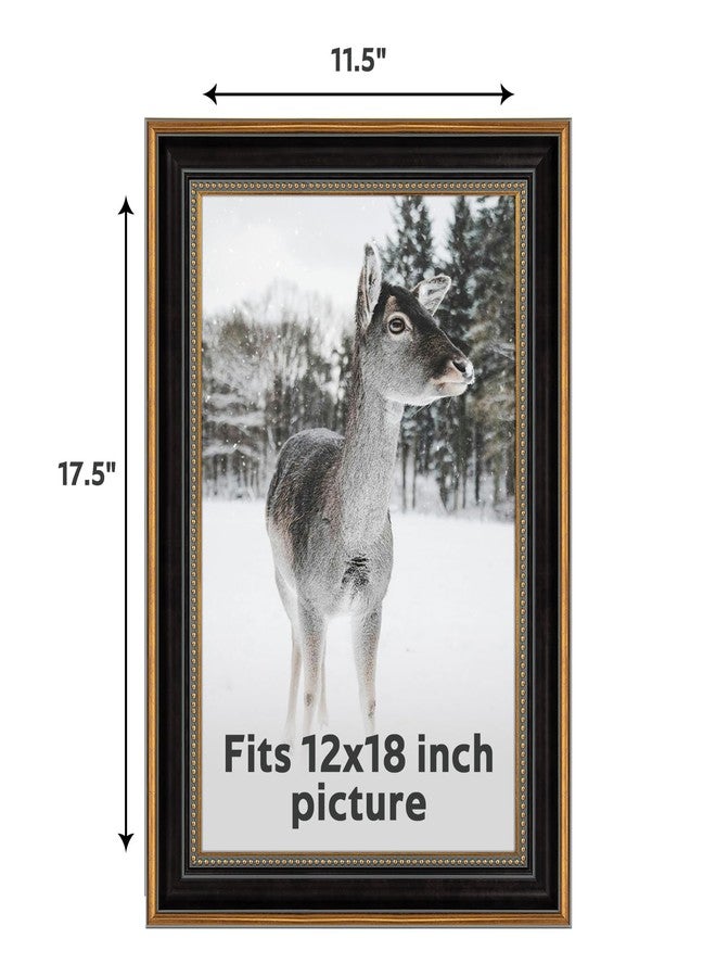 أوير إطار صور AUEAR، مقاس 12x18، بدون إطار داخلي، طراز عتيق، للتعليق على الحائط (أسود وذهبي مزخرف) - Image 3