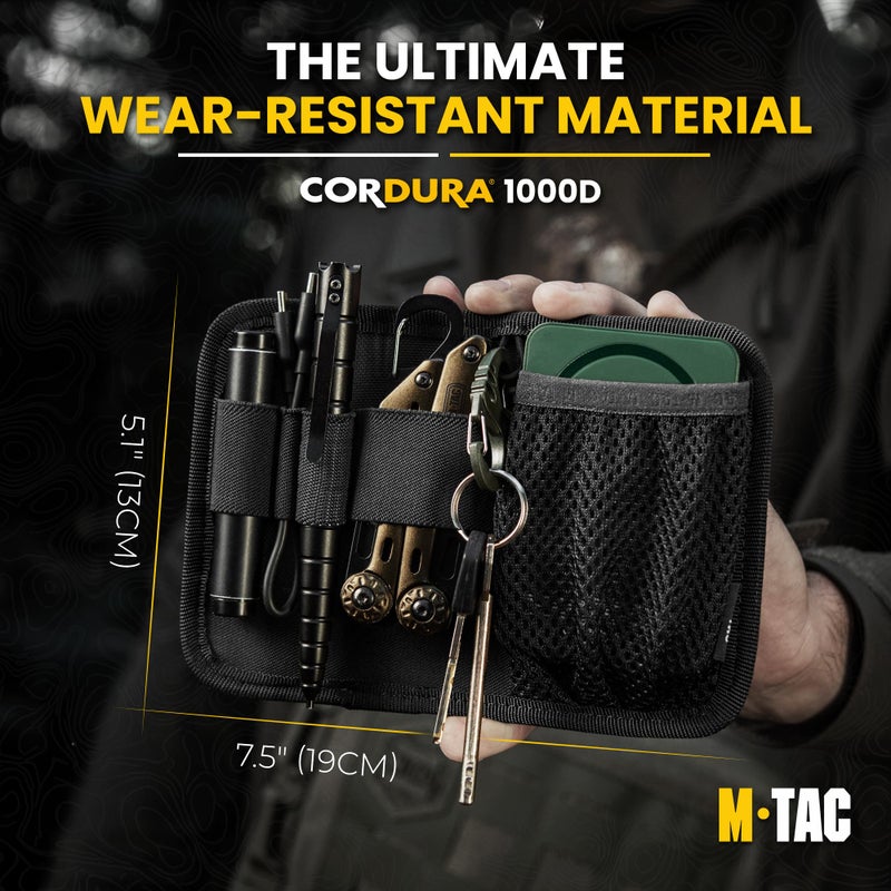 M-Tac Tactical Bag Insert Modular Organizer Utility Admin Pouch Hook Fasteners - Key Holder (Black) - Image 2