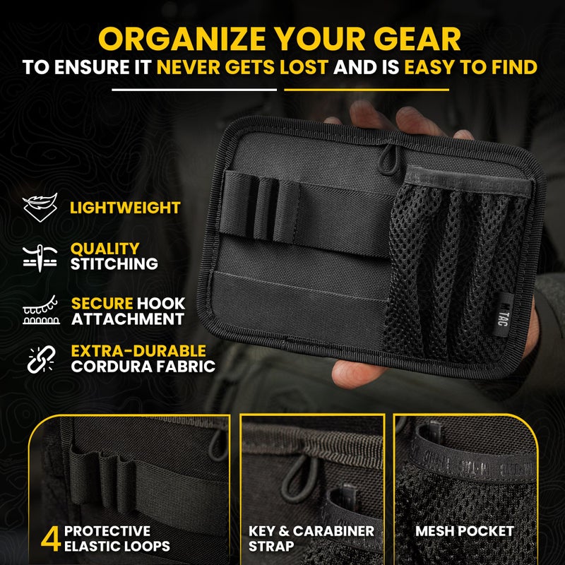 M-Tac Tactical Bag Insert Modular Organizer Utility Admin Pouch Hook Fasteners - Key Holder (Black) - Image 4