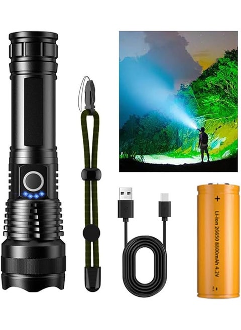 promass Upgraded Waterproof Flashlight, High Lumens Rechargeable, Large-Capacity and Long-Lasting Battery Rechargeable Flashlights, 90000LM Super Bright Flashlight, 5 Mode Tactical Flashlights (X71)