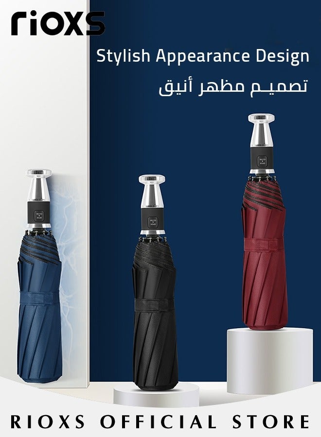 ريوكس مظلة صغيرة الحجم للسفر مع مقبض فتح/إغلاق تلقائي وحماية من الأشعة فوق البنفسجية، مظلة أوتوماتيكية مع قدرة قوية مقاومة للرياح ومقاومة للماء ومتانة، مظلة محمولة عالية التكلفة ومريحة للحمل  - Image 2
