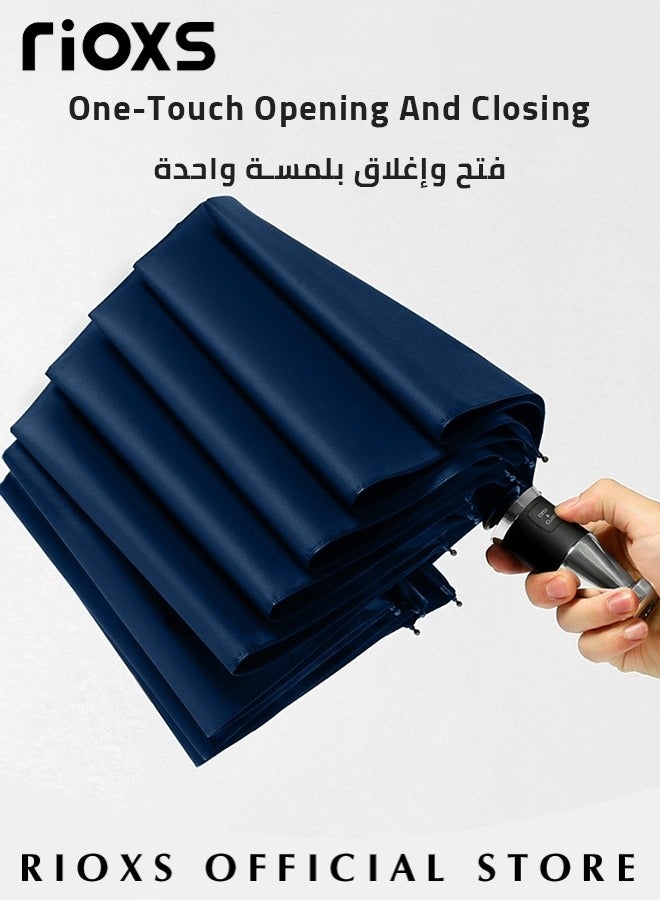 ريوكس مظلة صغيرة الحجم للسفر مع مقبض فتح/إغلاق تلقائي وحماية من الأشعة فوق البنفسجية، مظلة أوتوماتيكية مع قدرة قوية مقاومة للرياح ومقاومة للماء ومتانة، مظلة محمولة عالية التكلفة ومريحة للحمل  - Image 3