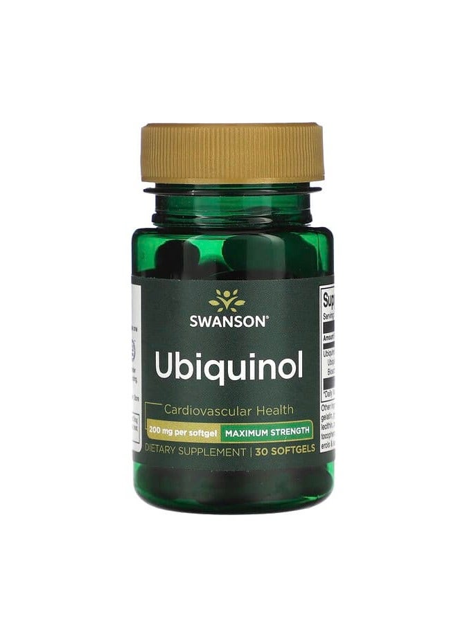 SWANSON Ubiquinol, Maximum Strength, 200 mg, 30 Softgels