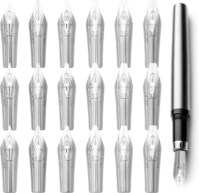 Excefore 30Pcs Stainless Steel Fountain Pen Nibs, Replacement Nibs Set For Calligraphy And Writing, Various Sizes For Kids, Adults, And Students(0.5+1+1.5+2+2.5+3Mm Each 5Pcs) - Image 1