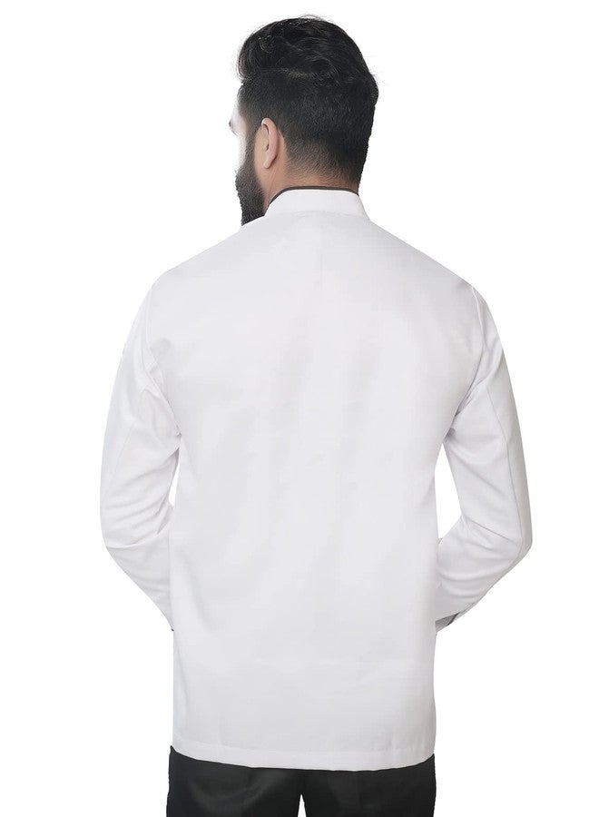 abc garments Sngel Pipieing Chefcoat For Men's (XL, White) - Image 3