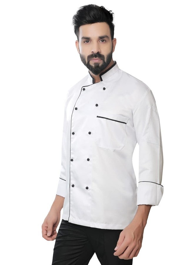 abc garments Sngel Pipieing Chefcoat For Men's (XL, White) - Image 2
