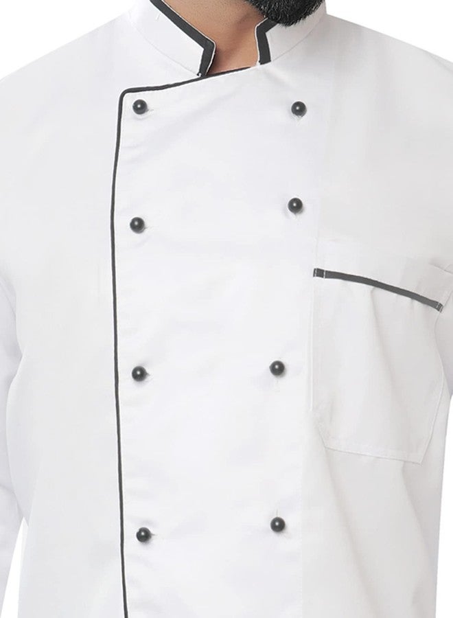 abc garments Sngel Pipieing Chefcoat For Men's (XL, White) - Image 5