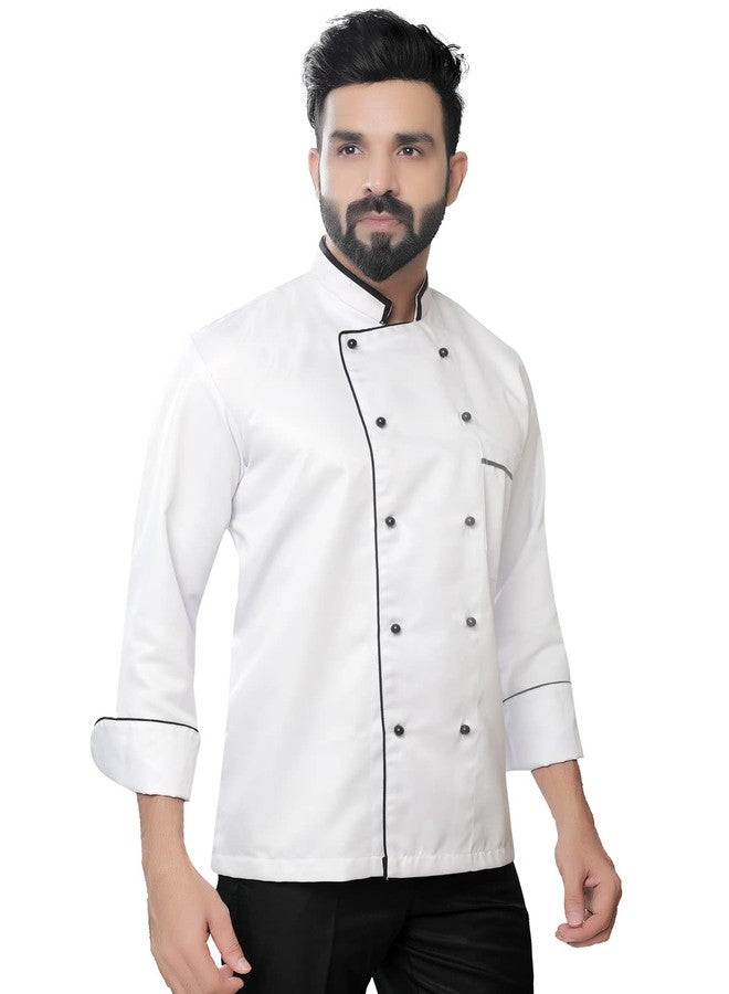 abc garments Sngel Pipieing Chefcoat For Men's (XL, White) - Image 4