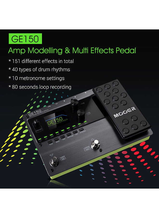 Ge150 Amp Modelling & Multi Effects Pedal 55 Amplifier Models 151 Effects 80S Looper 40 Drum Rhythms 10 Metronome Tap Tempo Otg Function