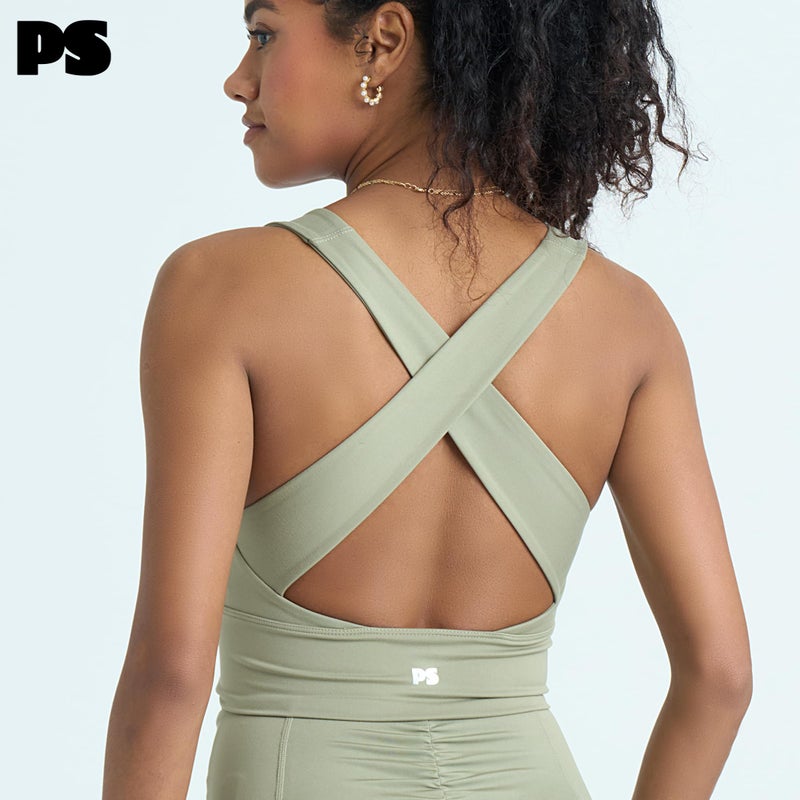 POPSUGAR Long Line Sports Bra Women, Workout Crop Tops for Women Longline Criss Cross Gym Yoga Tops with Built in Bra for Running Pilates Scout, Large - Image 4