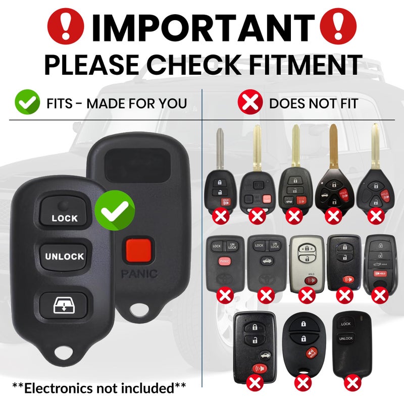 Dubbs Hardware Toyota 4Runner 1996-2009 Key Fob - Heavy Duty 3 Button - Also fits Highlander 2004-2007. Lock Unlock Panic - Housing Case with Bottle Opener -No Electronics Included - (Red, 3 Button ) - Image 2