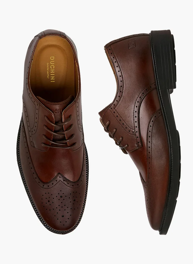 دوتشيني Men's Panelled Lace-Up Derby Shoes