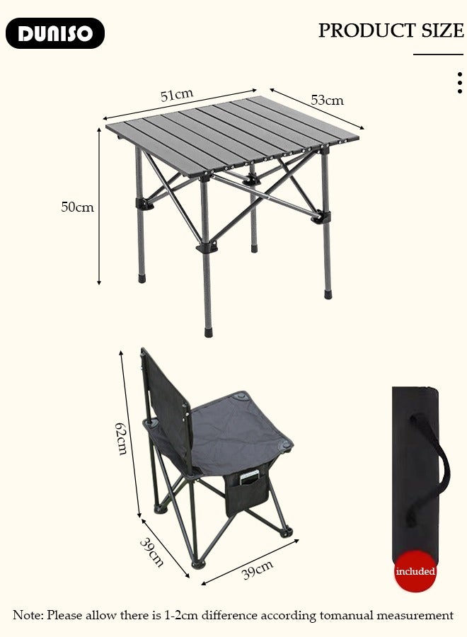 DUNISO طقم طاولة وكراسي قابلة للطي 5 قطع، طاولة نزهة محمولة طويلة مع مقعدين، طاولة تخييم مع حقيبة حمل سهلة، طاولة وكراسي قابلة للطي خفيفة الوزن لطهي البيض للتخييم في الهواء الطلق، النزهات، حفلات الشواء، الحفلات وتناول الطعام - Image 4