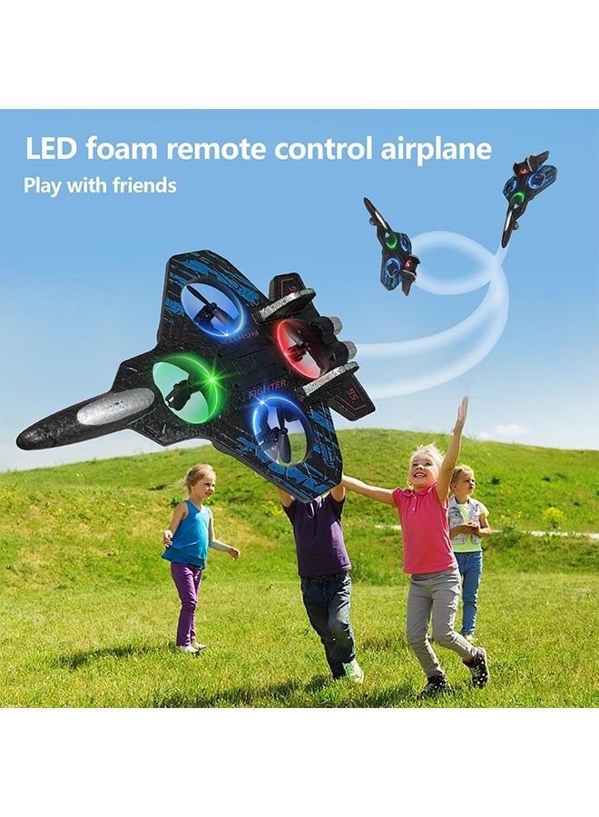 YelaJoy Airplane for Kids and Beginners, 2.4GHz Foam Drone Remote Control Airplane Outdoor Flying Toy, 360° Drop-Resistant Stunt Spin Remote Fighter Jet with Lights (Green) - Image 2