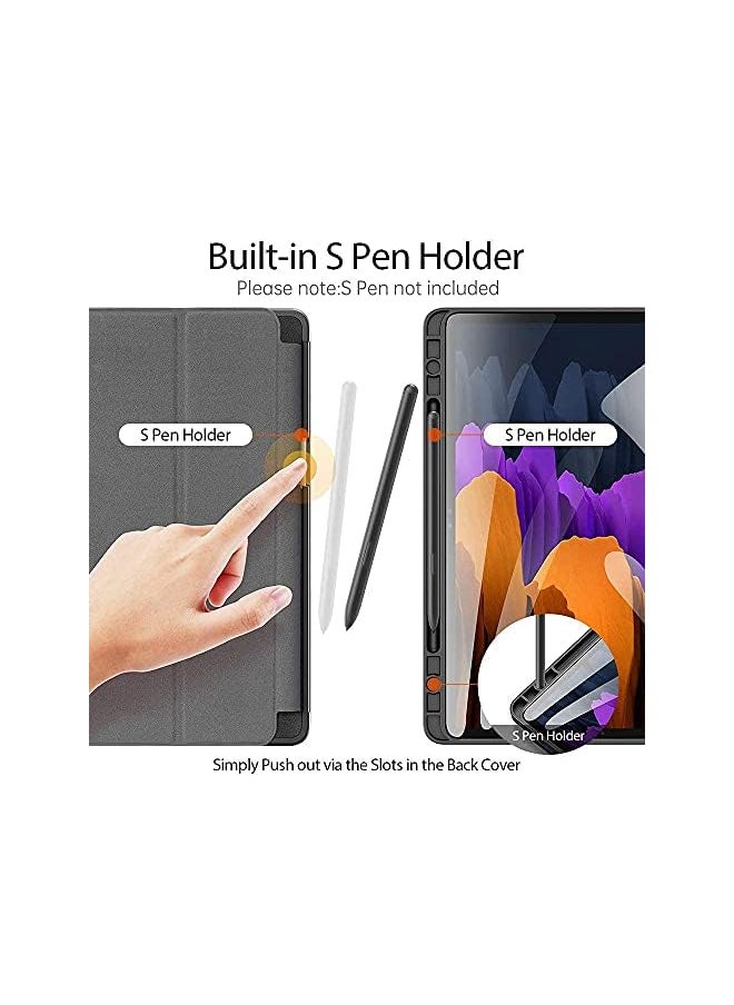 For Samsung Tab S7 Fe Tab S8 Plus S7 Plus Case Premium Shock Proof Stand Folio Case Multi Viewing Angles Soft Tpu Cover With Pencil Holder Auto Sleep Wake Tab S7 Fe Tab S8 Plus S7 Plus Black