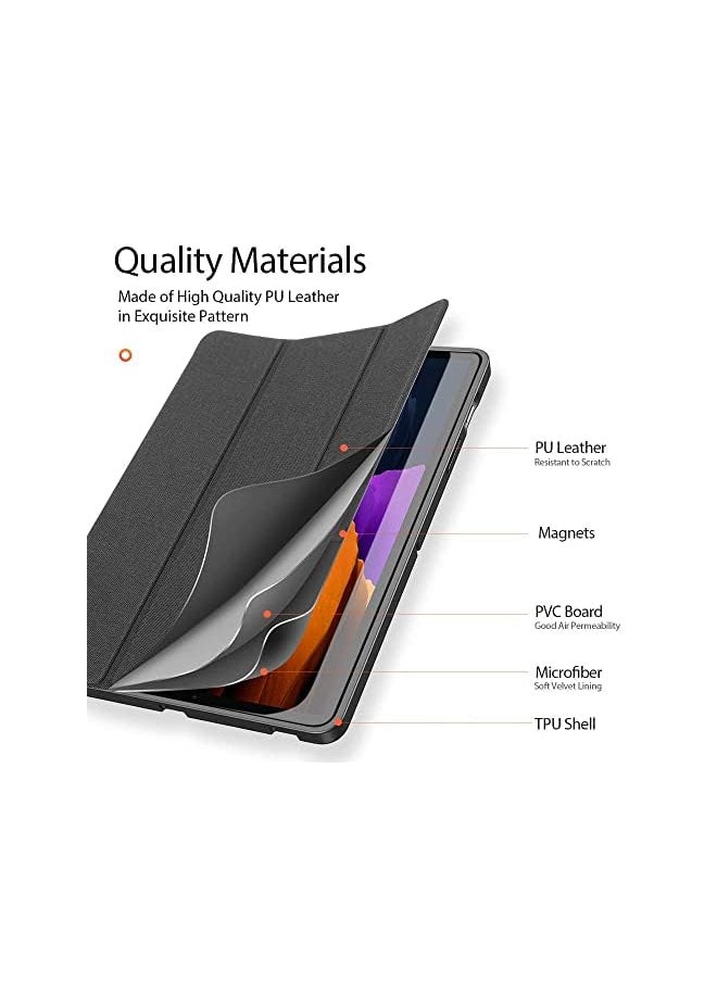 For Samsung Tab S7 Fe Tab S8 Plus S7 Plus Case Premium Shock Proof Stand Folio Case Multi Viewing Angles Soft Tpu Cover With Pencil Holder Auto Sleep Wake Tab S7 Fe Tab S8 Plus S7 Plus Black