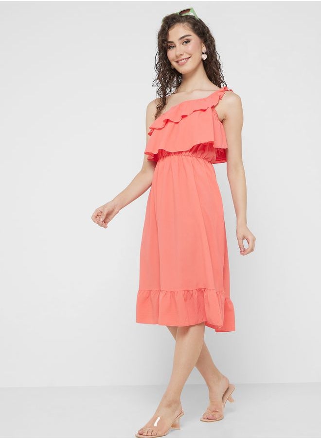 Ginger - One Shoulder Ruffle Dress - Image 1