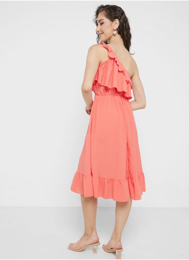 Ginger - One Shoulder Ruffle Dress - Image 1