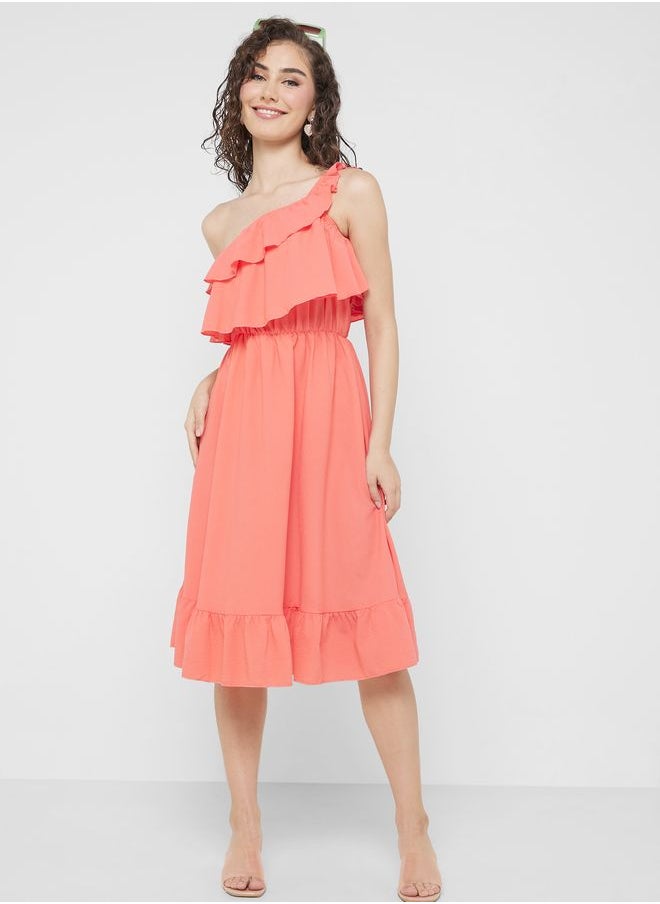 Ginger - One Shoulder Ruffle Dress - Image 1